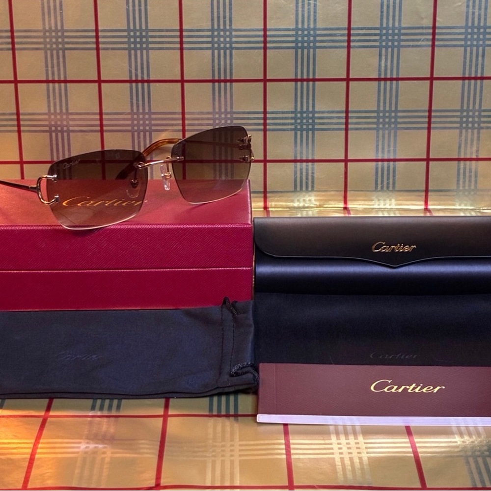 CARTIER UNISEX BIG C RIMLESS SUNGLASSES